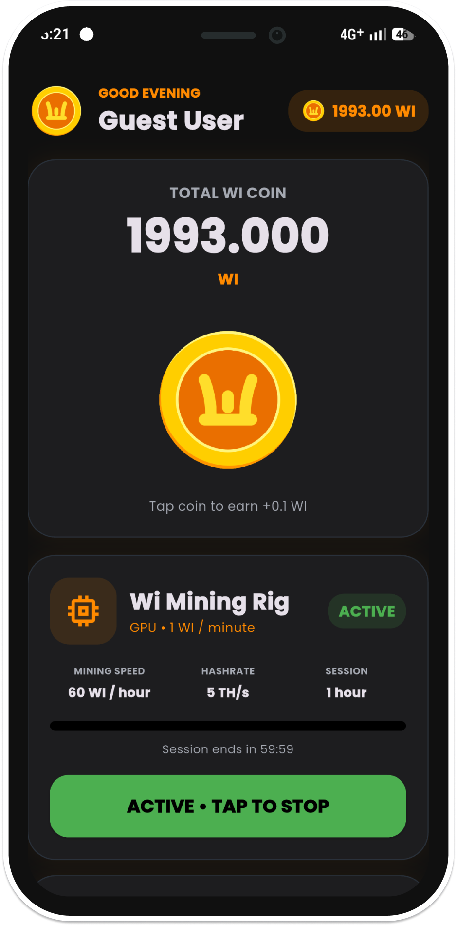 Wi Coin App Screenshot